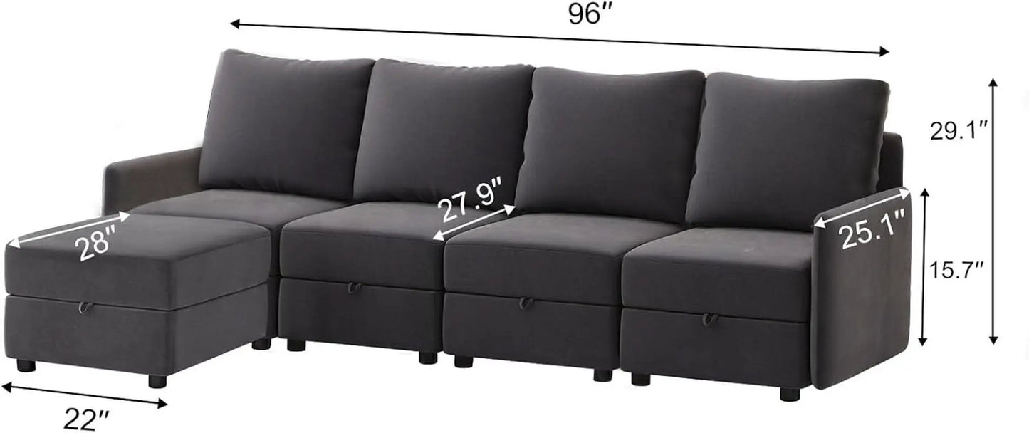 Convertible Modular Sectional Sofa with Memory Foam Comfort from PriceLows™