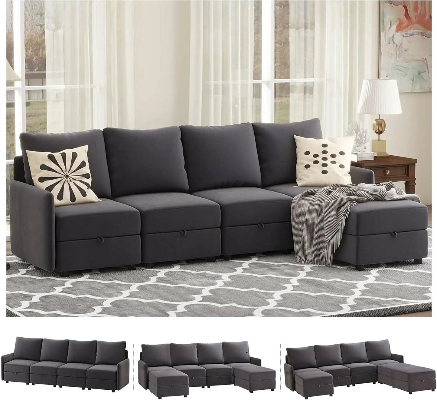 Convertible Modular Sectional Sofa with Memory Foam Comfort from PriceLows™
