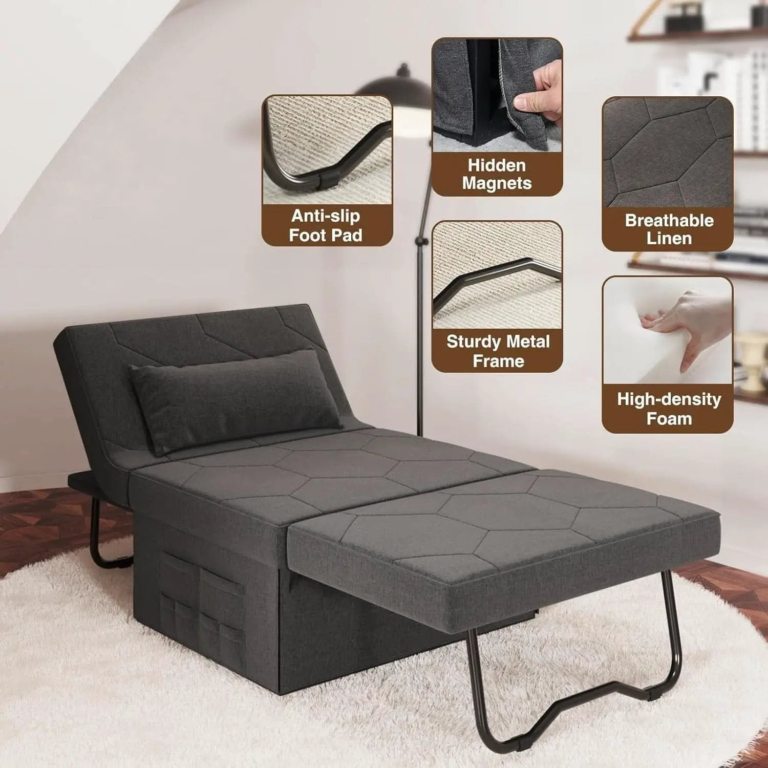 Convertible Sleeper Chair Bed with Adjustable Backrest from PriceLows™
