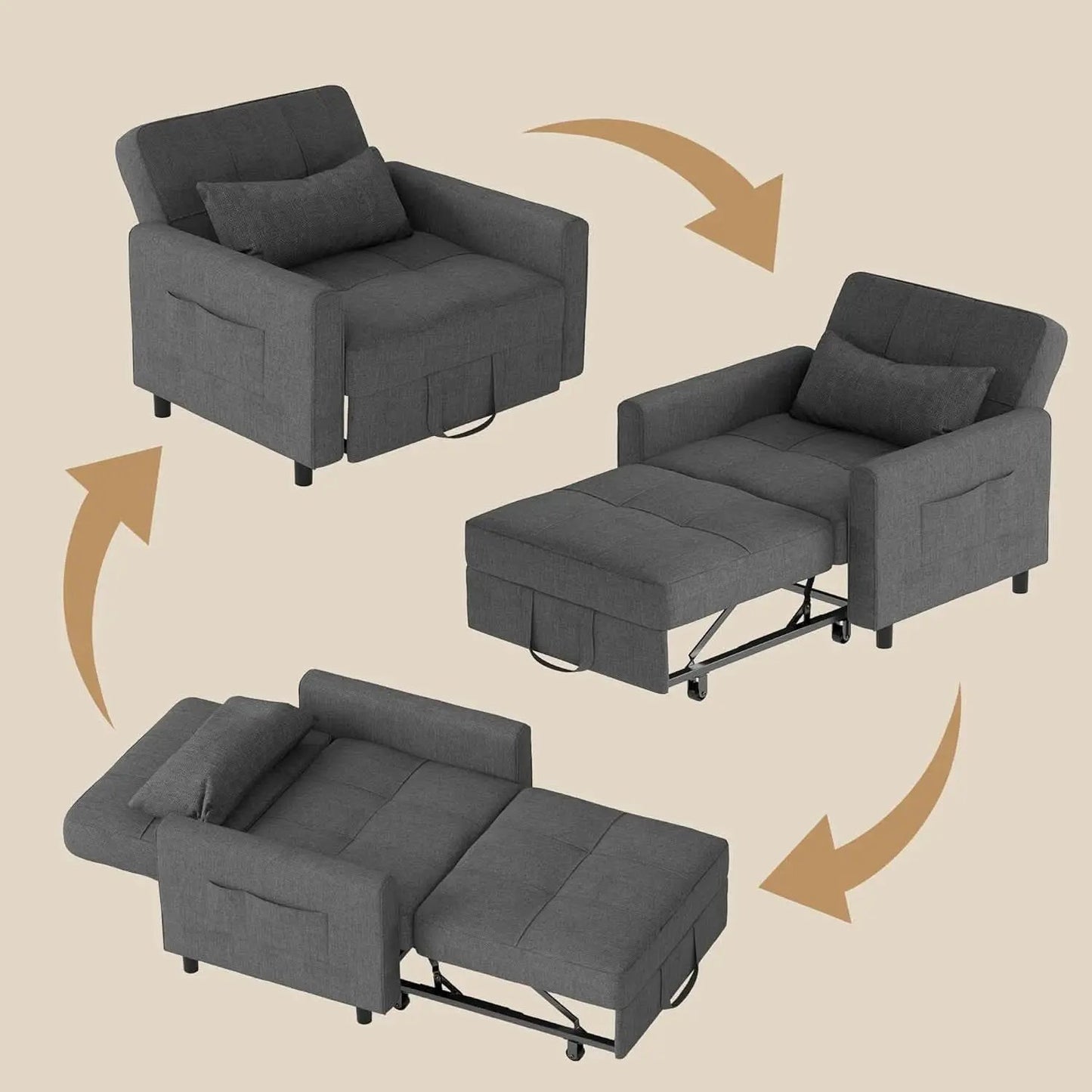 Convertible Sofa Bed Chair with Adjustable Backrest Design from PriceLows™