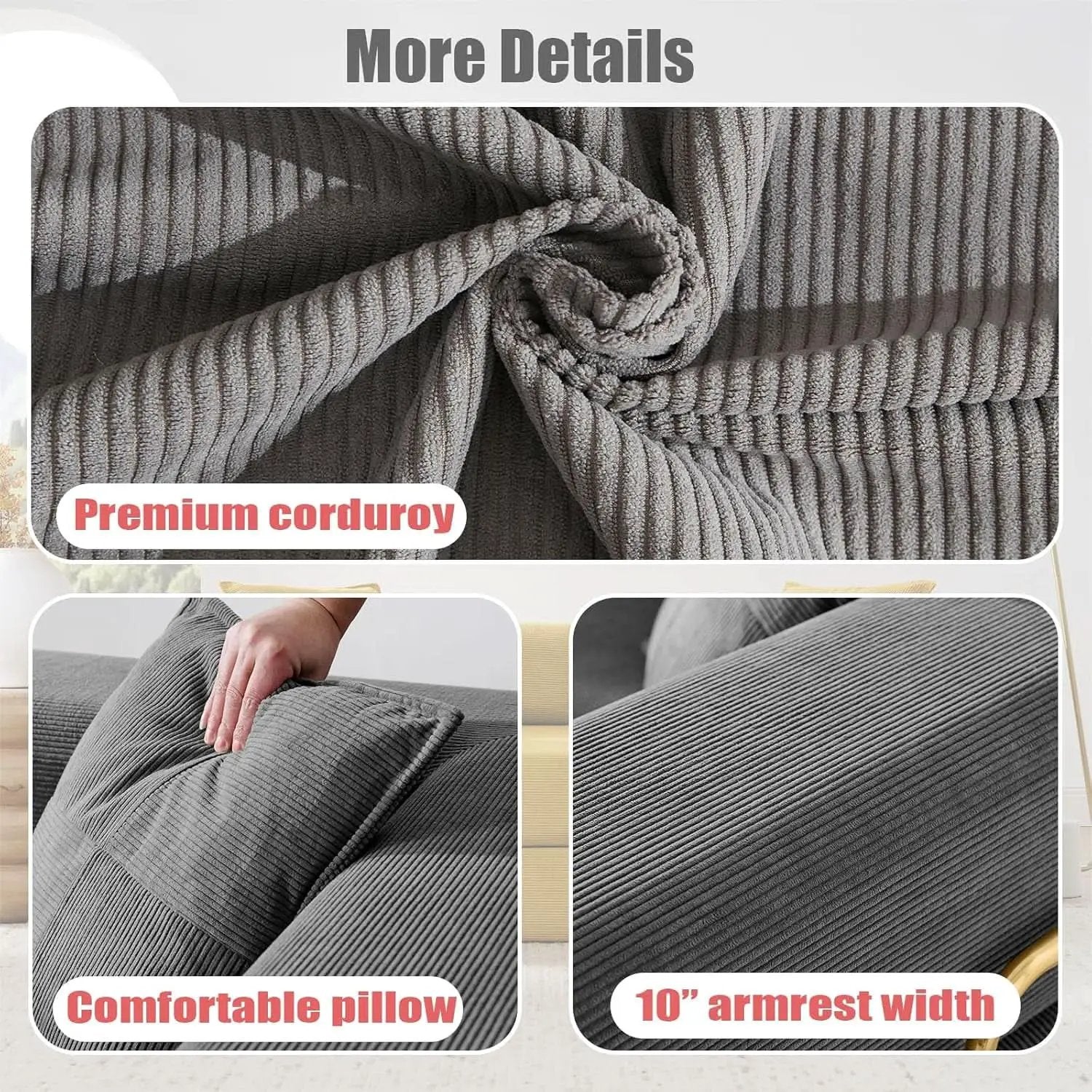 Convertible Sofa Bed with Adjustable Armrests and Comfort from PriceLows™