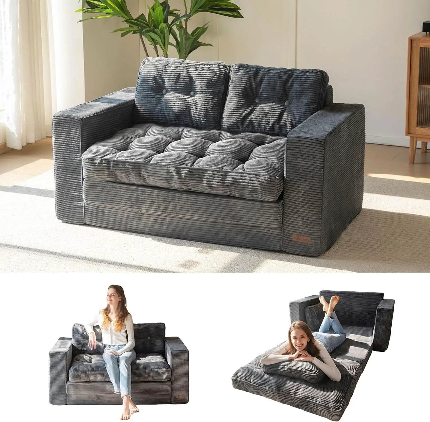 Convertible Sofa Bed With Pillows For Living Room from PriceLows™