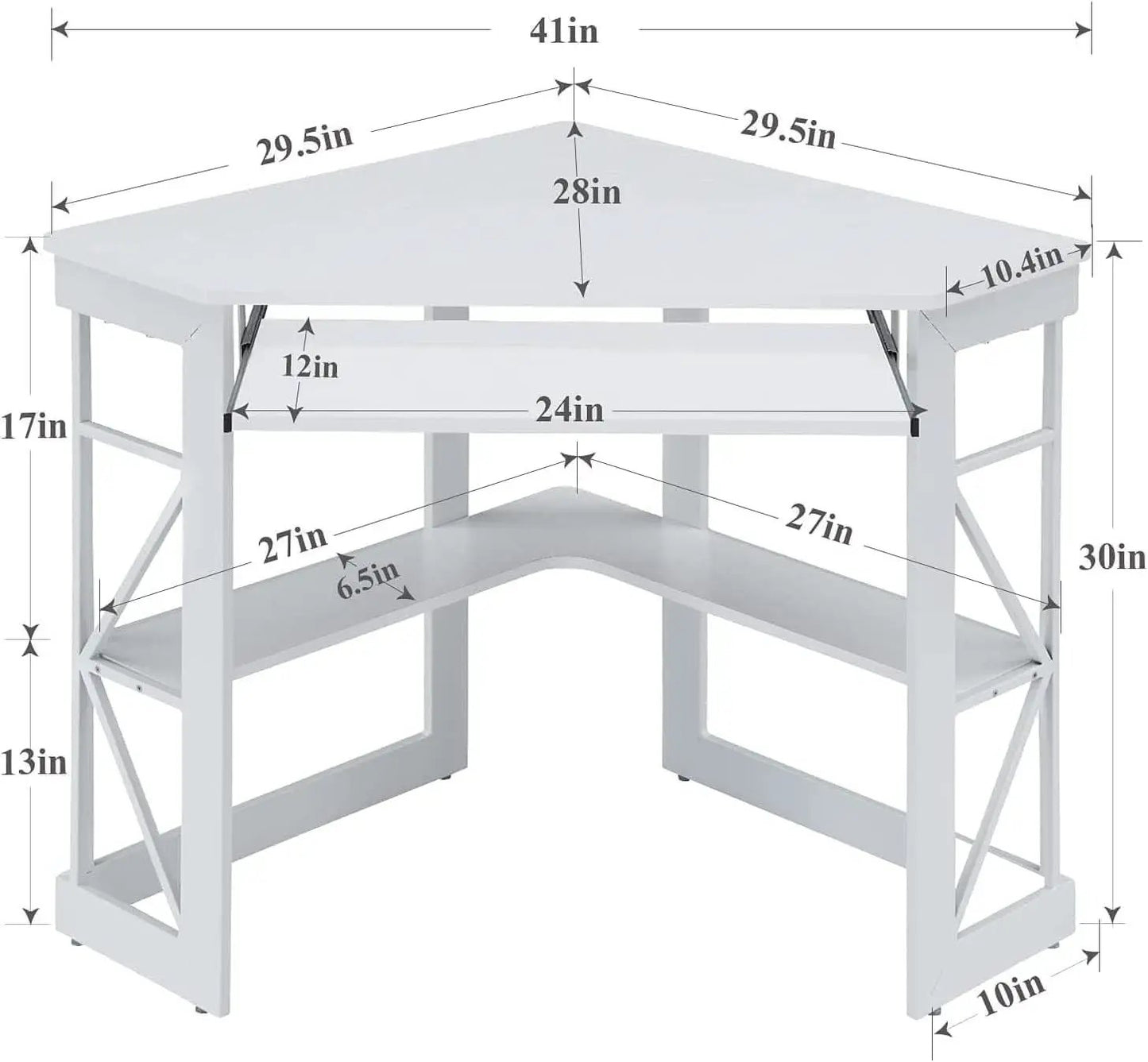 Corner Computer Desk with Keyboard Tray and Storage Shelves from PriceLows™