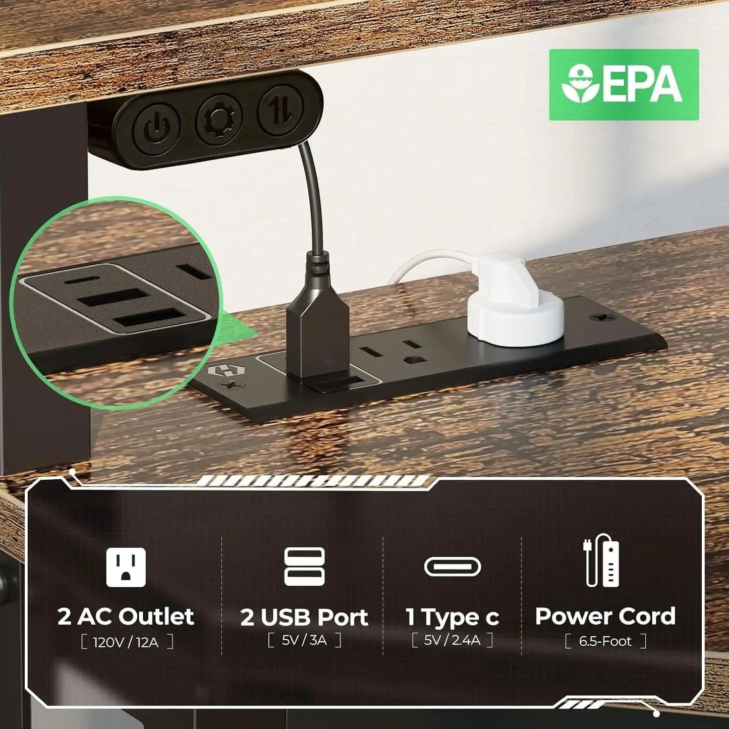 44.5 Inch Wide Corner Desk With Power Outlets Compact from PriceLows™