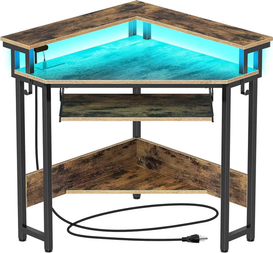 44.5 Inch Wide Corner Desk With Power Outlets Compact from PriceLows™