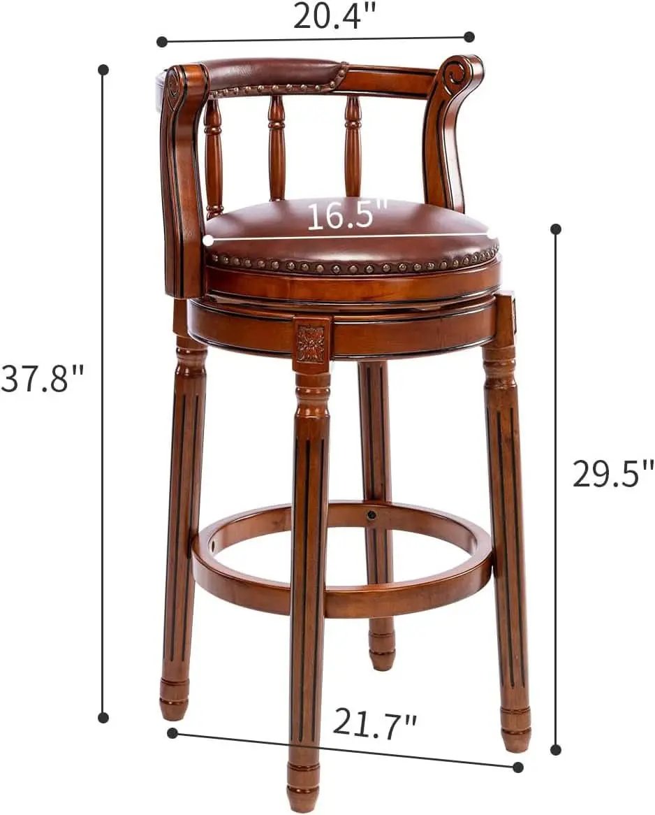 Brown Bar Height Swivel Stool With Back Rest 360 Degree 2 Pack from PriceLows™