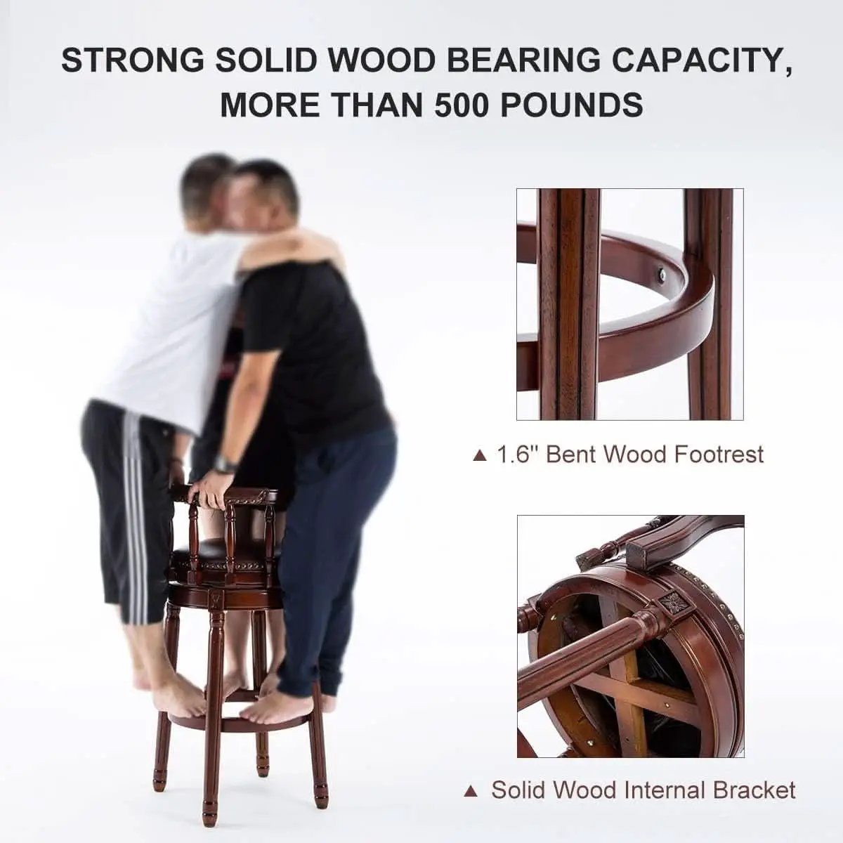 Brown Bar Height Swivel Stool With Back Rest 360 Degree 2 Pack from PriceLows™