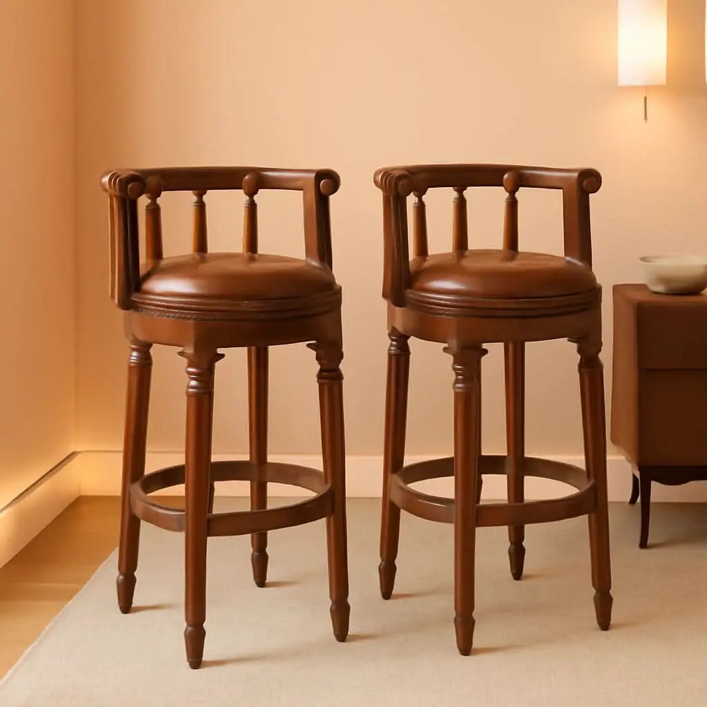 Brown Bar Height Swivel Stool With Back Rest 360 Degree 2 Pack from PriceLows™