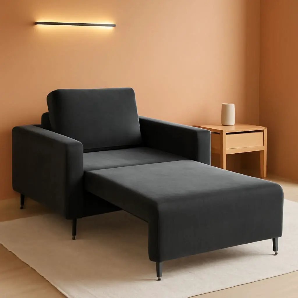 Cozy Corduroy Convertible Sofa Bed With Fluffy Pillows from PriceLows™