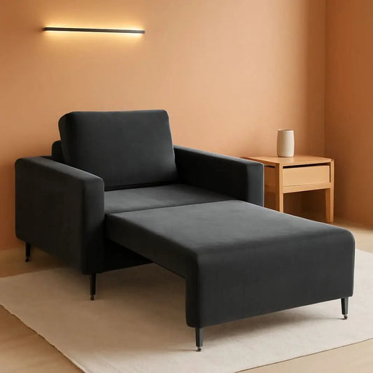 Cozy Corduroy Convertible Sofa Bed With Fluffy Pillows from PriceLows™