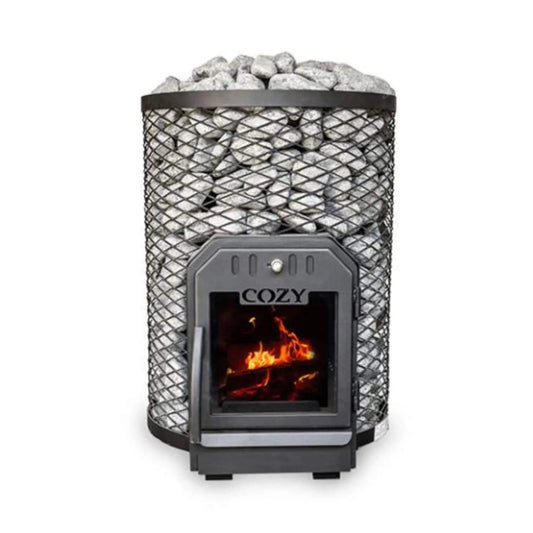Cozy Heat O Thru-Wall Wood Burning Sauna Stove With Sauna Stones | Wood | Sauna Heater | Outdoor Living