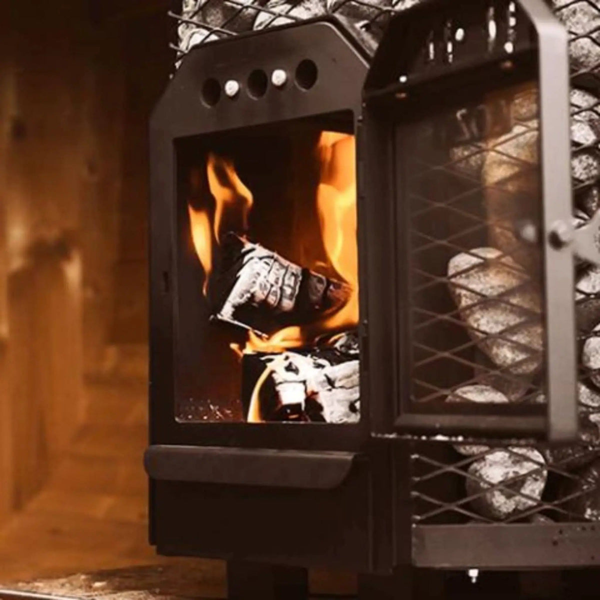 Cozy Heat O Thru-Wall Wood Burning Sauna Stove With Sauna Stones | Wood | Sauna Heater | Outdoor Living