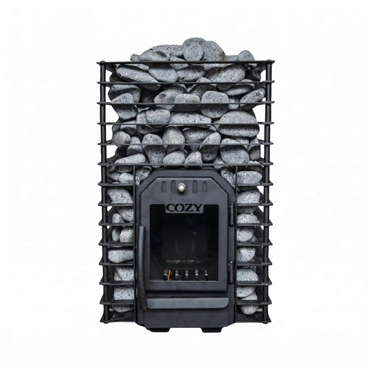 Cozy Heat Quattro Wood-Fired Sauna Stove With Sauna Stones | Stainless Steel | Sauna Heater | Outdoor Living