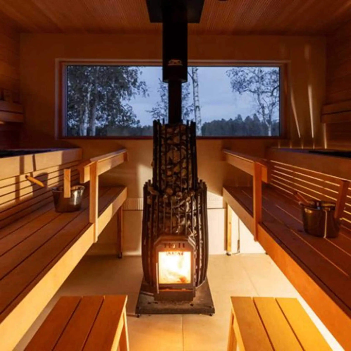 Cozy Heat SW Thru-Wall Wood Burning Sauna Stove With Sauna Stones | Wood | Sauna Heater | Outdoor Living