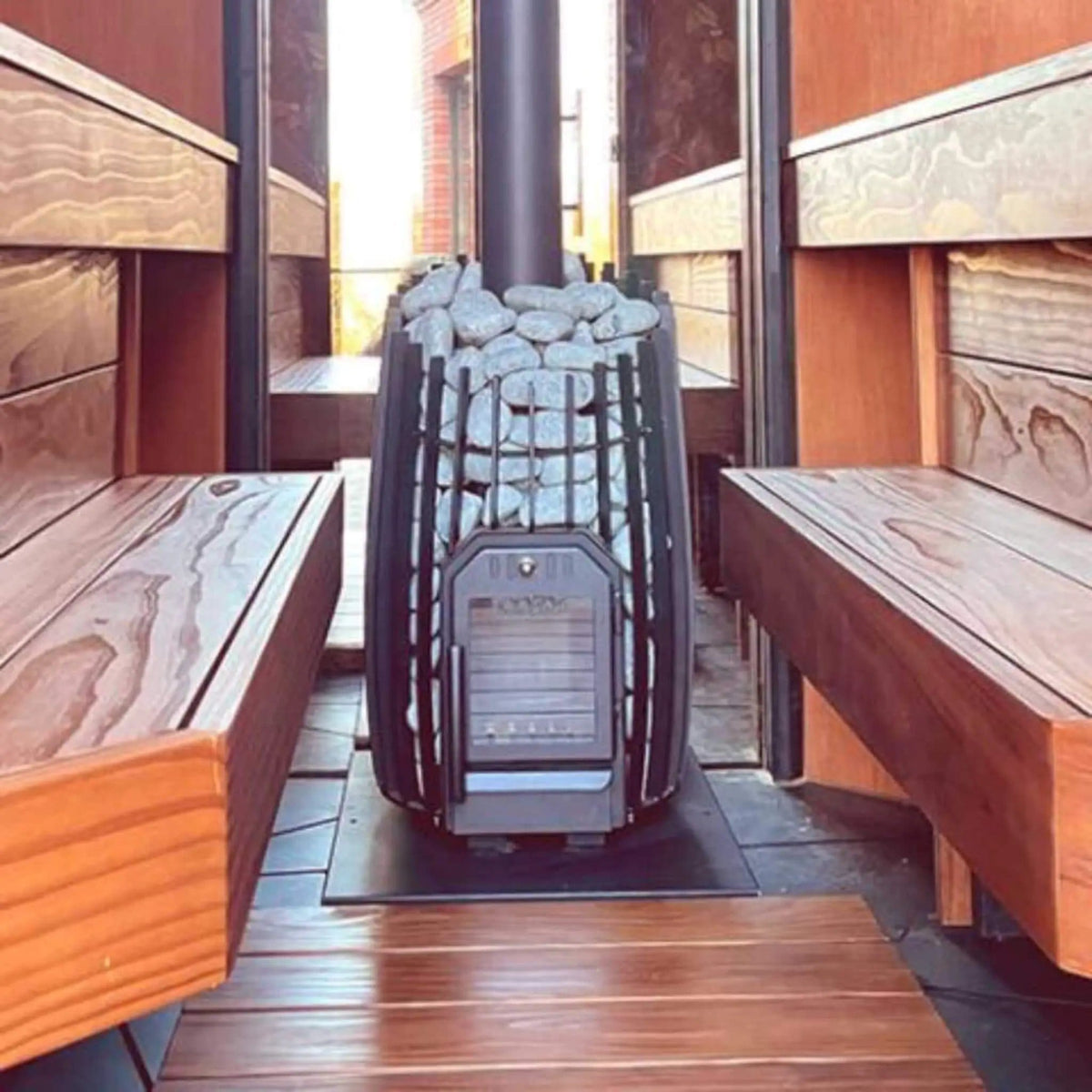 Cozy Heat SW Thru-Wall Wood Burning Sauna Stove With Sauna Stones | Wood | Sauna Heater | Outdoor Living