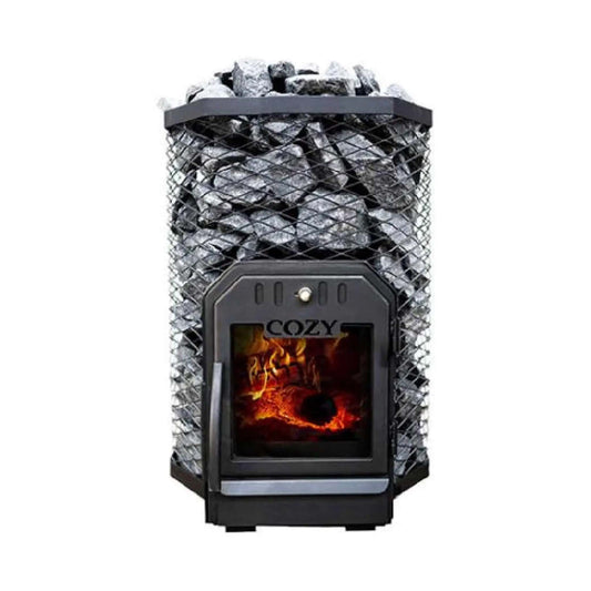 Cozy Heat Wood-Burning Floor Mount Sauna Stove With Chimney Kit And Sauna Stones | Stainless Steel | Sauna Heater | Outdoor Living