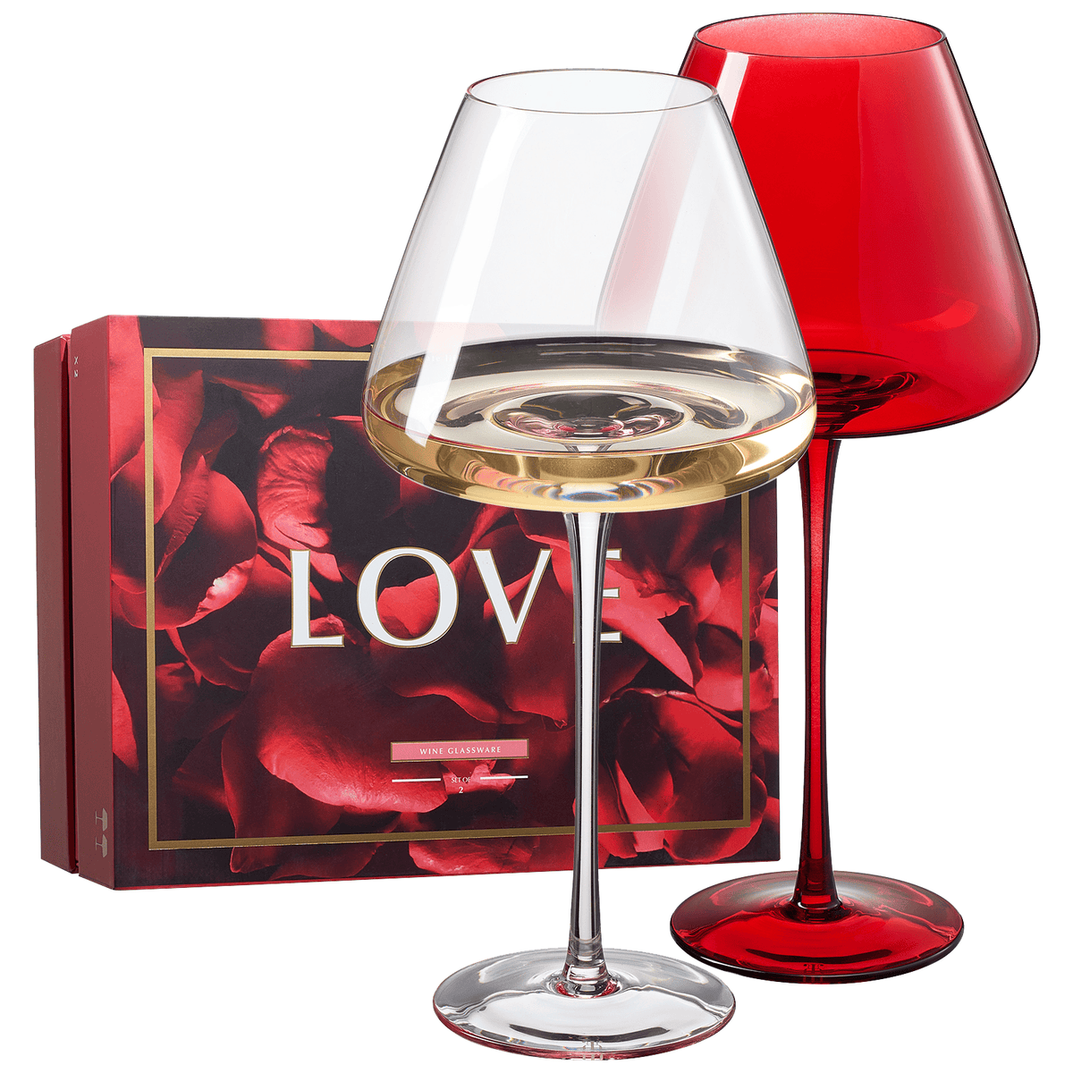 Love Stemmed Wine Glassware | 24 oz | Set of 2 | Entertaining