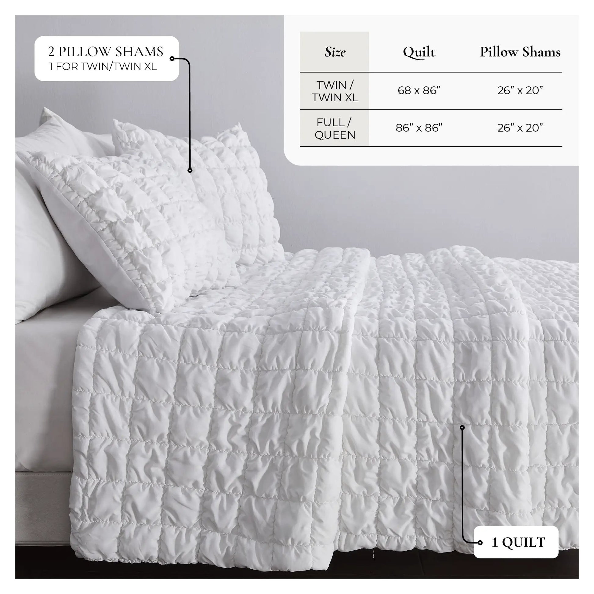 Puff Marshmallow Texture Quilt Set - Marshmallow Collection from PriceLows™