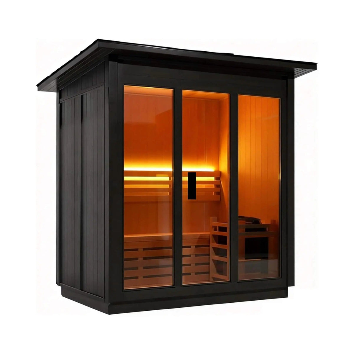 Custom 8 Person Luxury Spruce Outdoor Steam Sauna With Double Back Bench, Heater And | 8-Person | Spruce | Outdoor Living