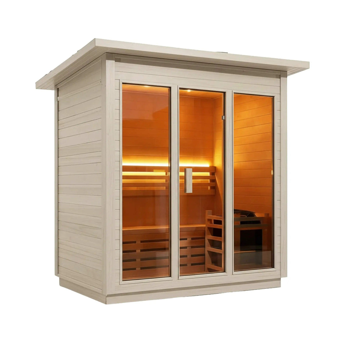 Custom 8 Person Luxury Spruce Outdoor Steam Sauna With Double Back Bench, Heater And | 8-Person | Spruce | Outdoor Living