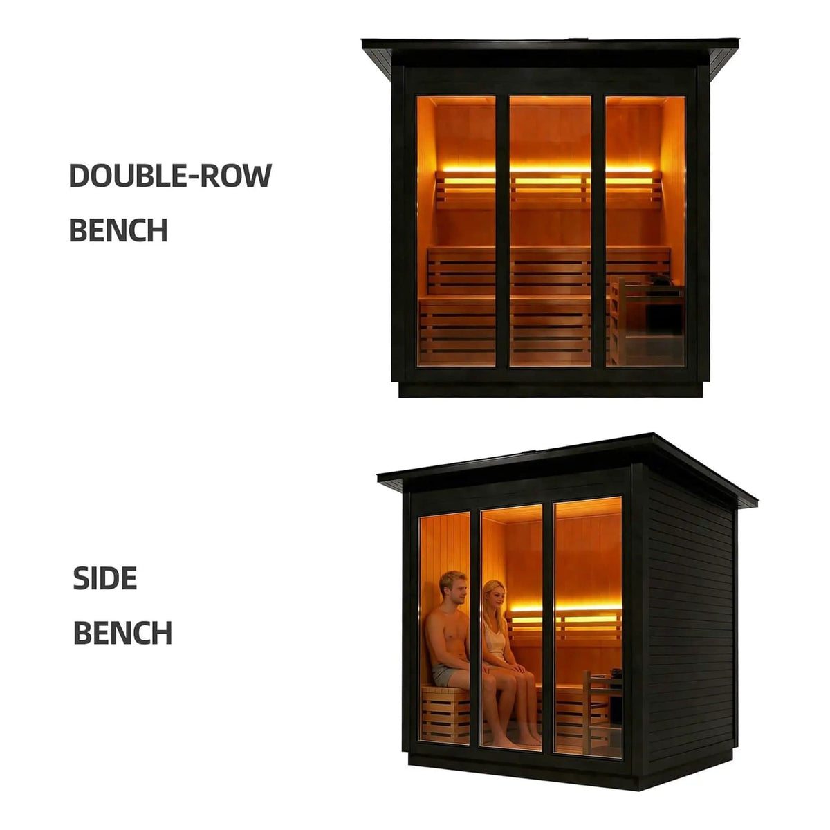 Custom 8 Person Luxury Spruce Outdoor Steam Sauna With Double Back Bench, Heater And | 8-Person | Spruce | Outdoor Living