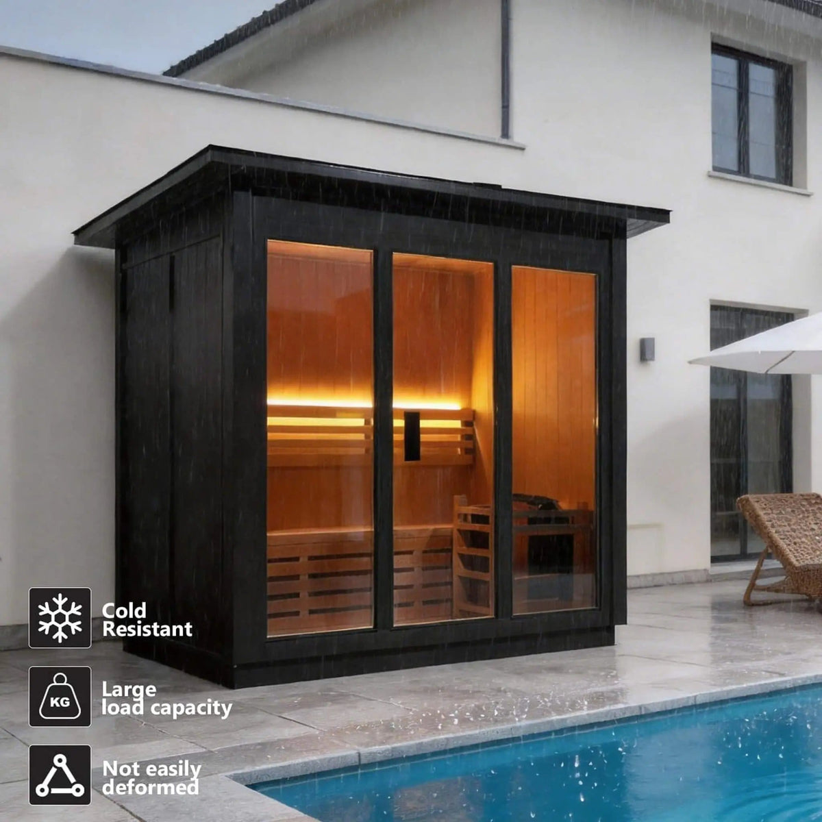 Custom 6 Person Luxury Canadian Red Cedar Outdoor Steam Sauna With Double Backed | 6-Person | Wood | Outdoor Living