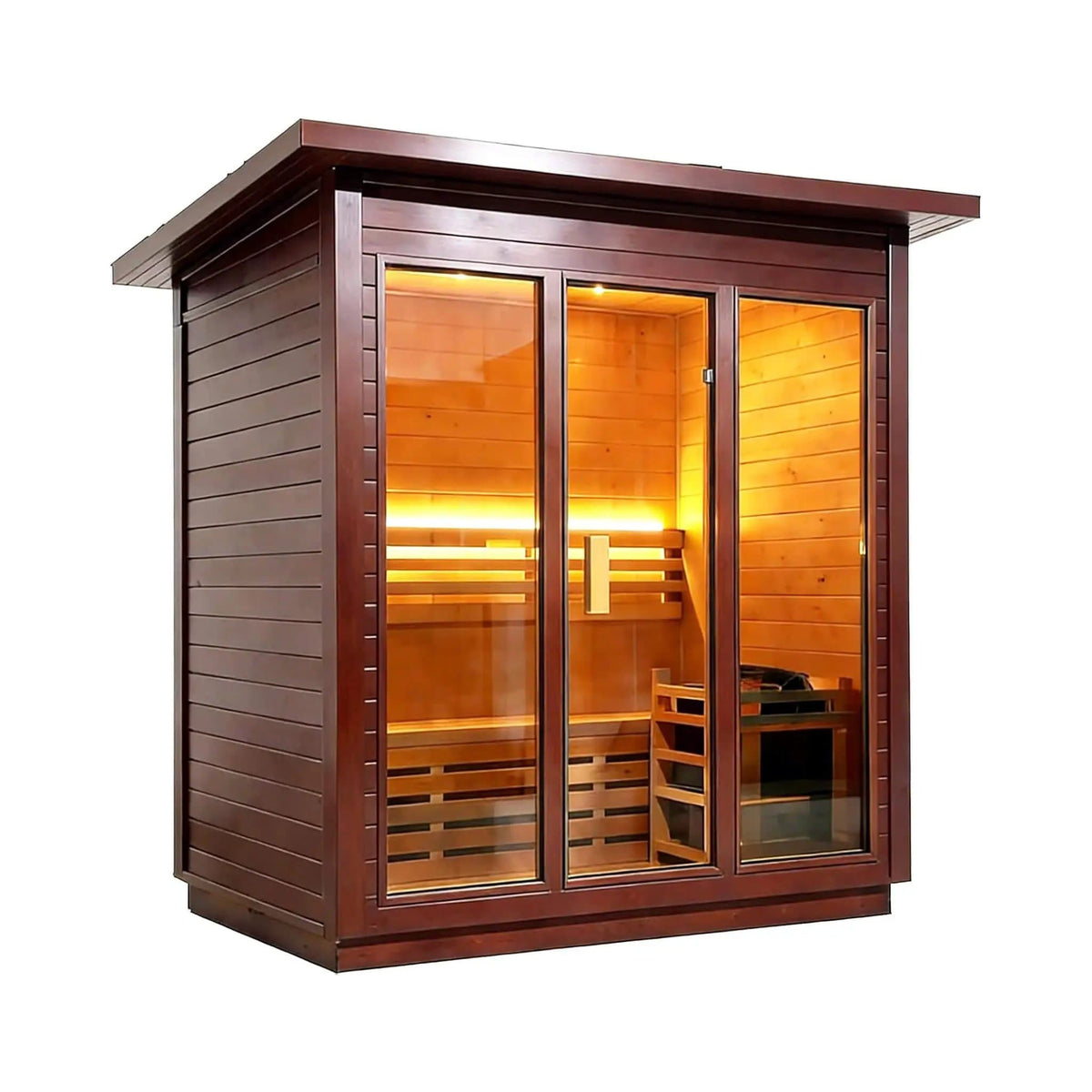 Custom 6 Person Luxury Canadian Red Cedar Outdoor Steam Sauna With Double Backed | 6-Person | Wood | Outdoor Living