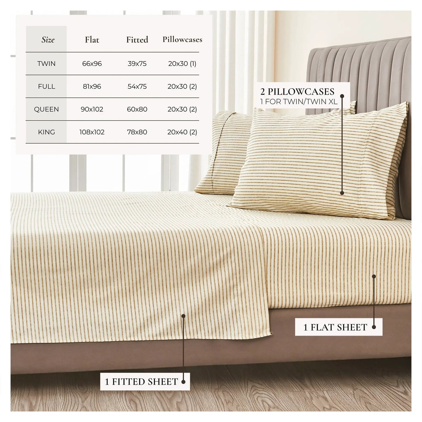 Striped Sheet Set - Evette Collection from PriceLows™