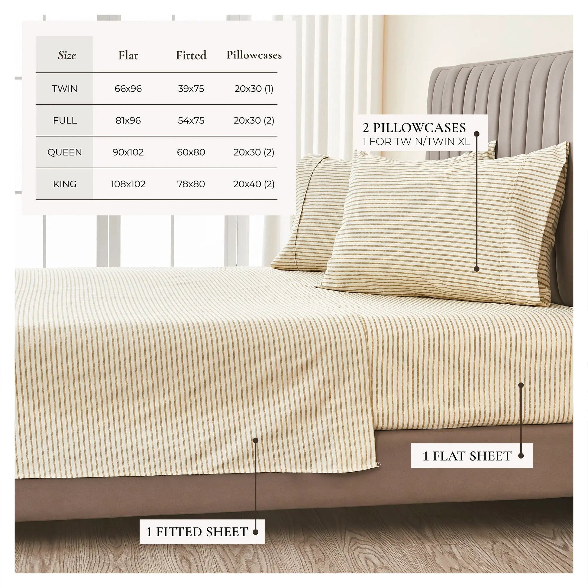 Striped Sheet Set - Evette Collection from PriceLows™