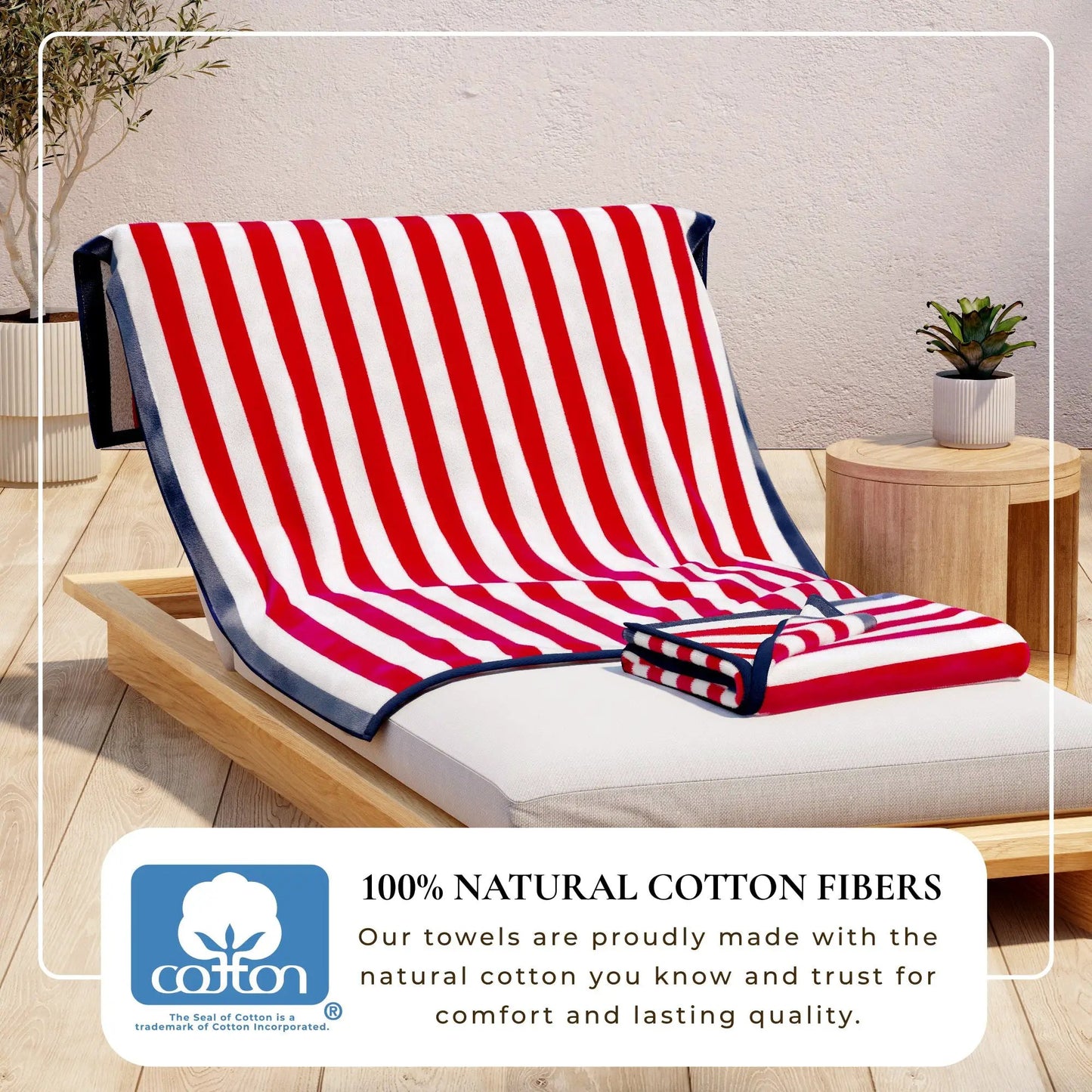 Oversized Striped Border Cabana Beach Towel - Santa Cruz from PriceLows™