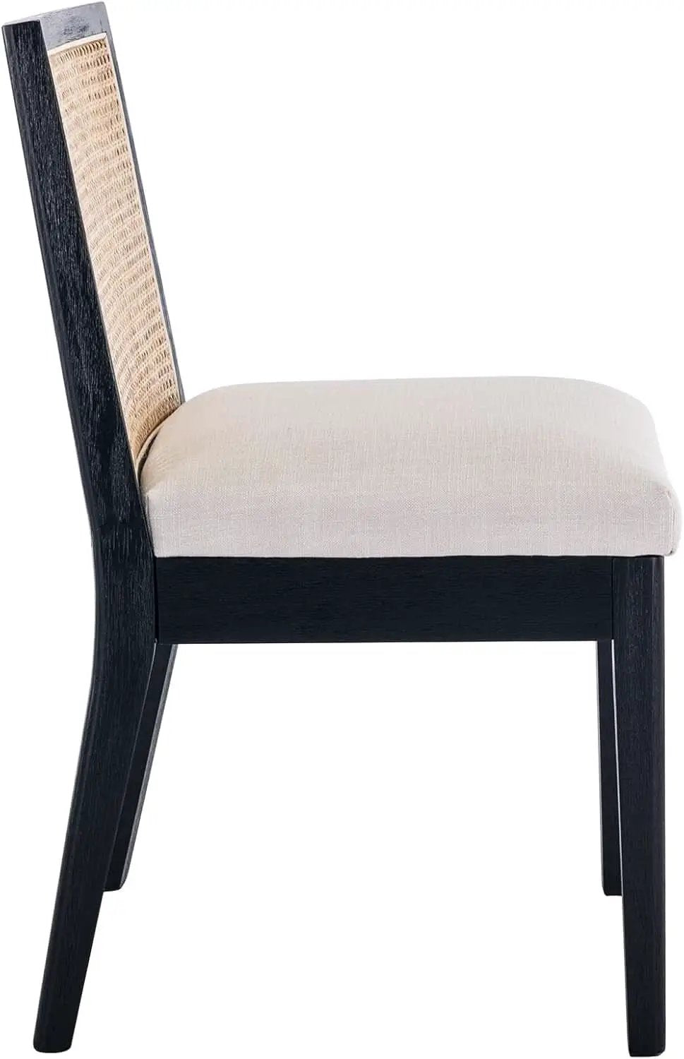 Rattan Dining Chairs Set Of Six Two Tone Black Cream Finish from PriceLows™