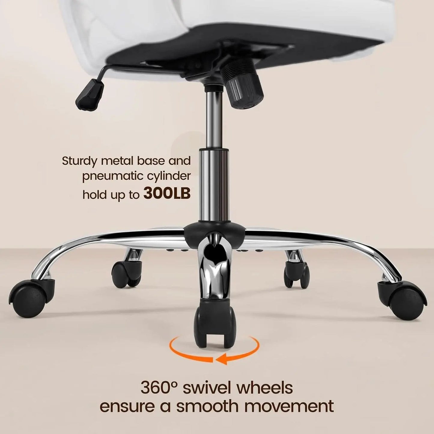 White Tufted Barrel Back Office Chair With Swivel Base from PriceLows™