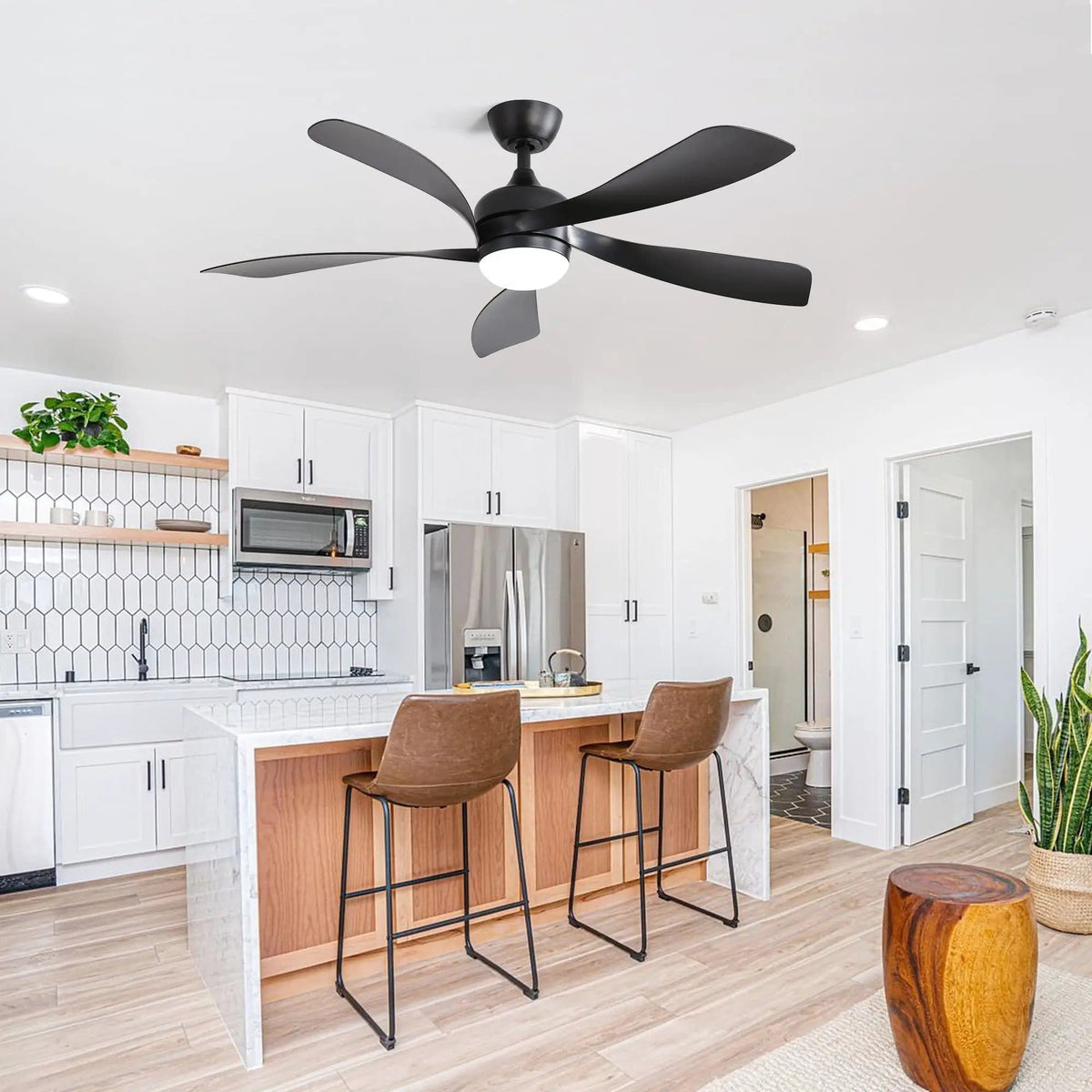 Ceiling Fan & DC Motor And Integrated Light | 3 Pieces | Wood | Home