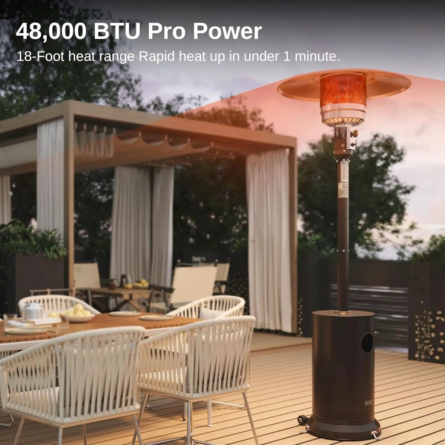 Bronze 48000 BTU Patio Heater With Round Table And Wheels from PriceLows™