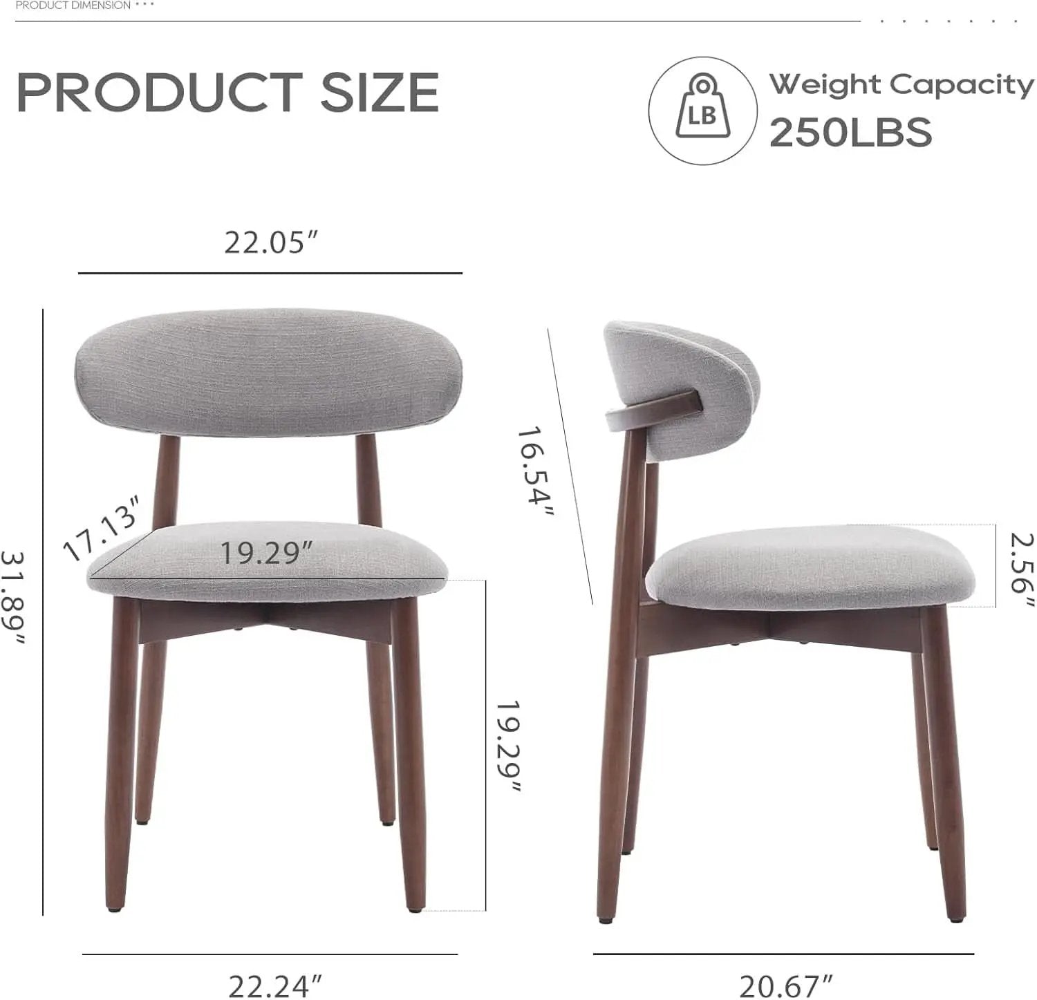 Wooden Dining Chairs Set Of 6 With Light Grey Upholstery from PriceLows™