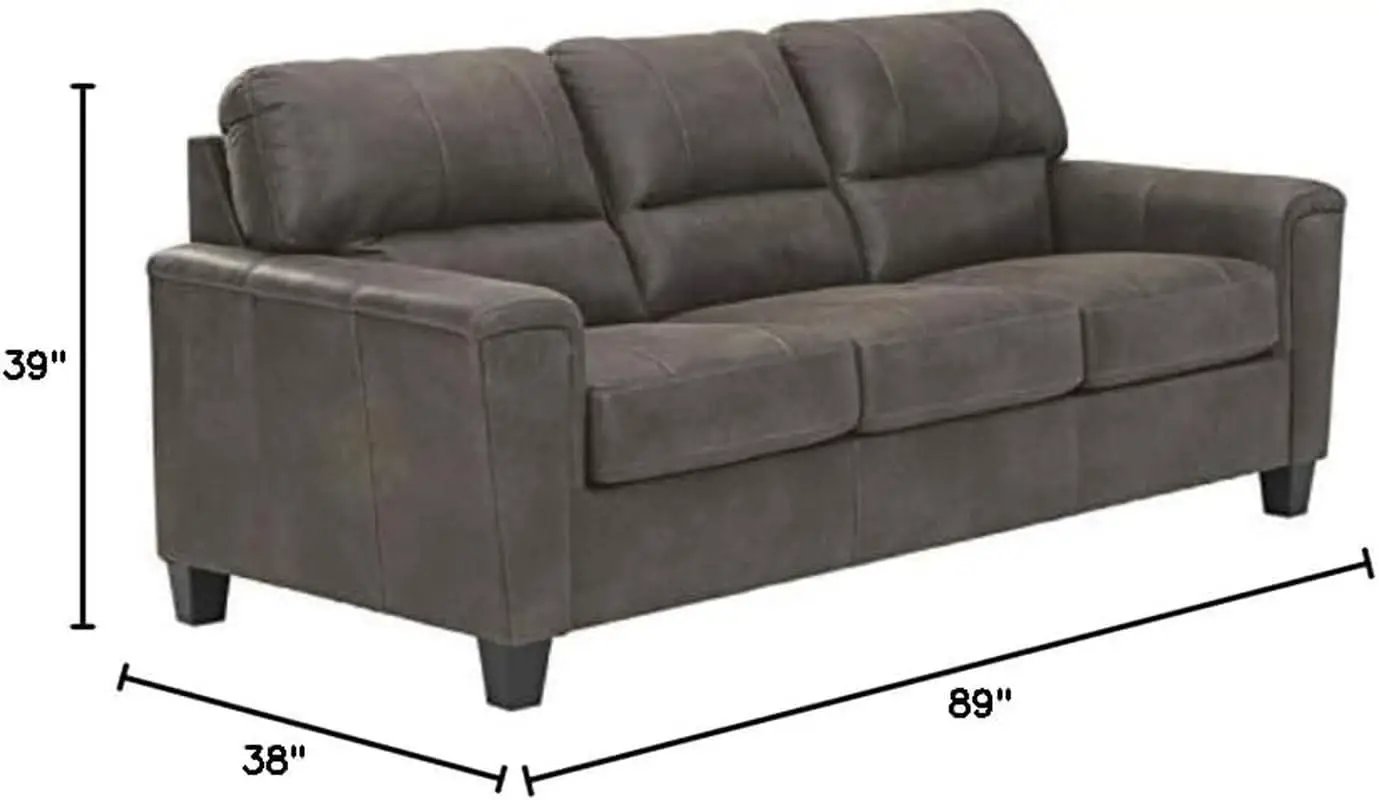 Queen Faux Leather Contemporary Sleeper Couch Gray from PriceLows™