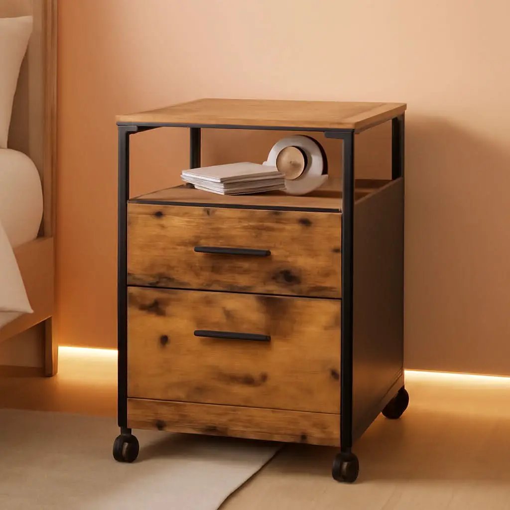 2 Drawer File Cabinet With Mobile Printer Stand Rustic Brown Wood Storage For A4 Or Letter Size Home Office from PriceLows™
