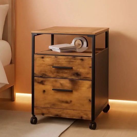 2 Drawer File Cabinet With Mobile Printer Stand Rustic Brown Wood Storage For A4 Or Letter Size Home Office from PriceLows™