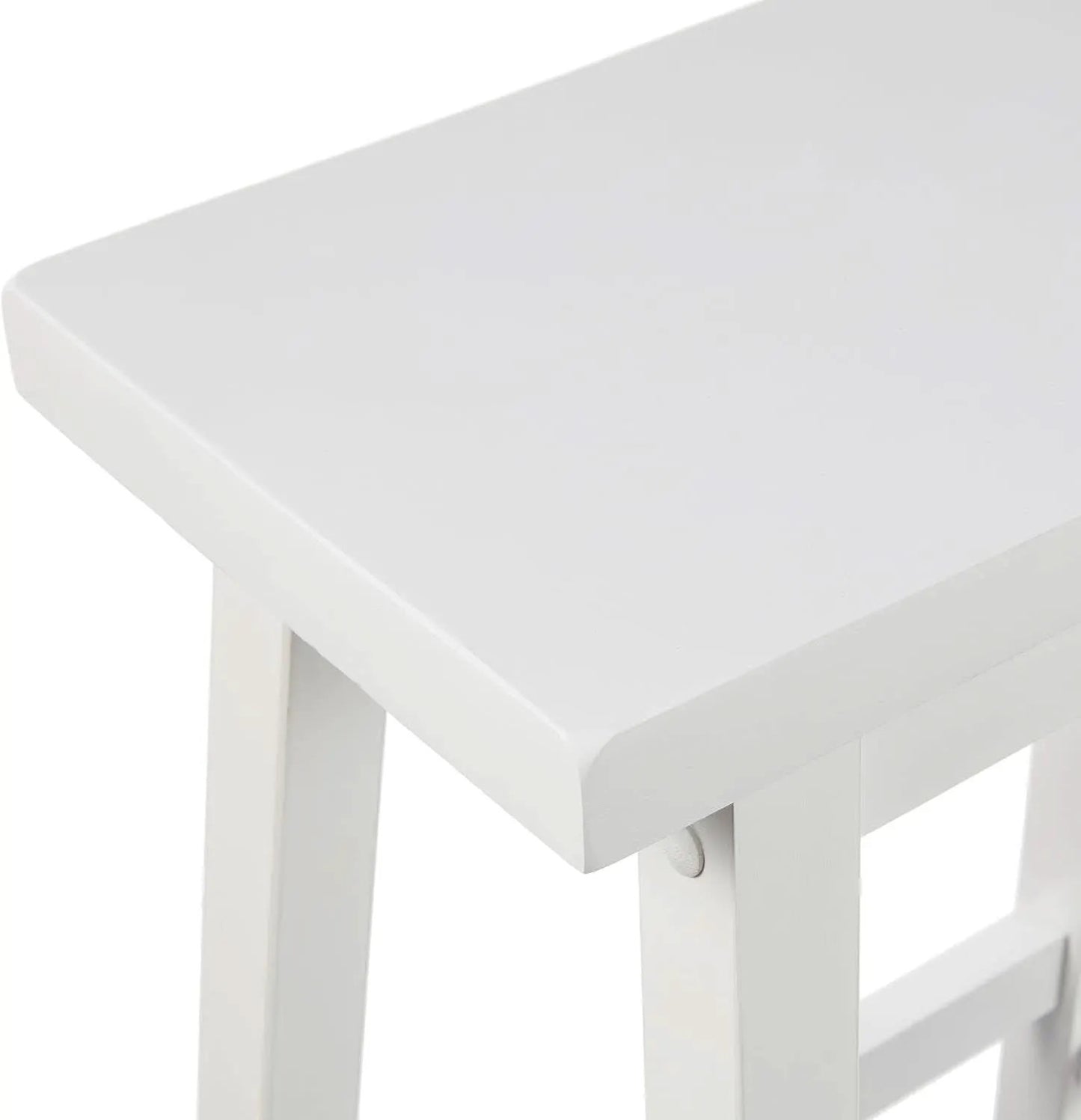 Solid Wood Saddle Seat Counter Height Bar Stool White 24 Inch Set Of 2 from PriceLows™