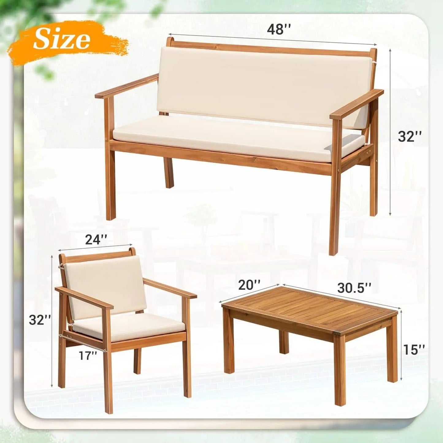 4 Piece Outdoor Bistro Sofa Set With Coffee Table White from PriceLows™