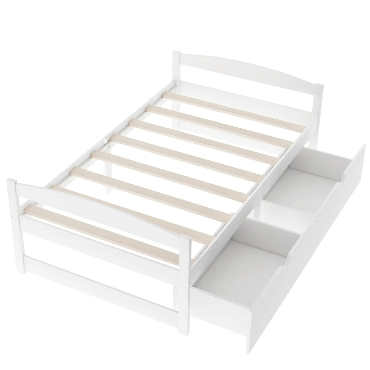 Platform Bed | Pine Wood Frame | Dual Rolling Drawers
