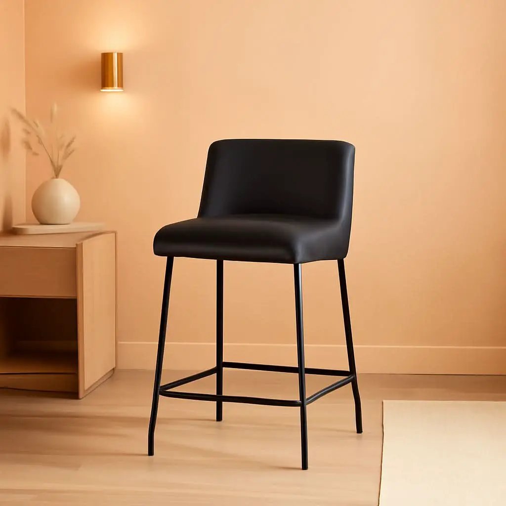 26 Inch Faux Leather Bar Stools Set Of 3 Counter Height With Back Modern Kitchen Island Chairs from PriceLows™