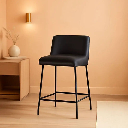 26 Inch Faux Leather Bar Stools Set Of 3 Counter Height With Back Modern Kitchen Island Chairs from PriceLows™