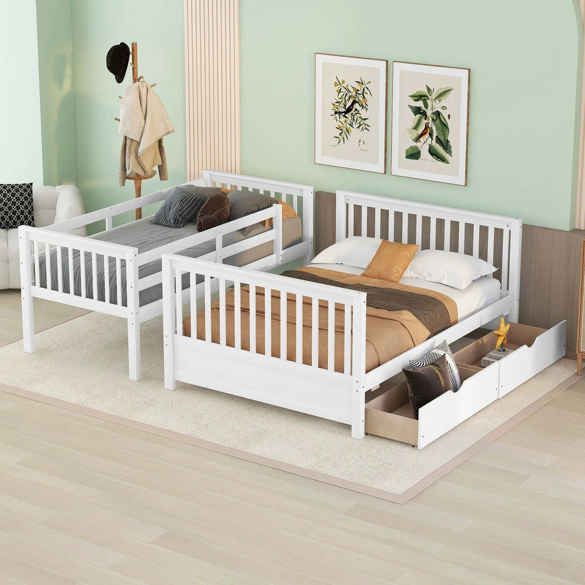 Bunk Bed With Ladders | 2 Storage Drawers | Space-Saving Design | Sleepover Ready