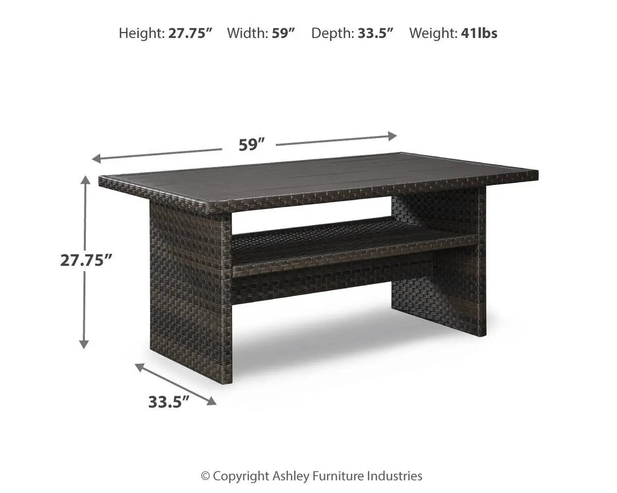 Easy Isle Multi-Use Table | Dark Brown And Beige | All-Weather Resin Wicker | Rust-Free Aluminum Frame
