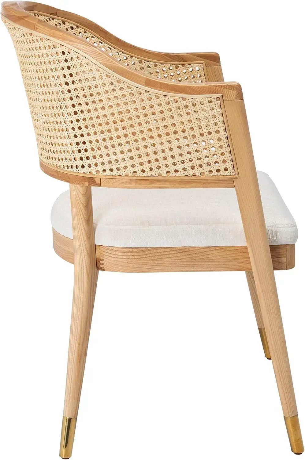 Natural Rattan Accent Chair with Brass Caps Fully Assembled from PriceLows™