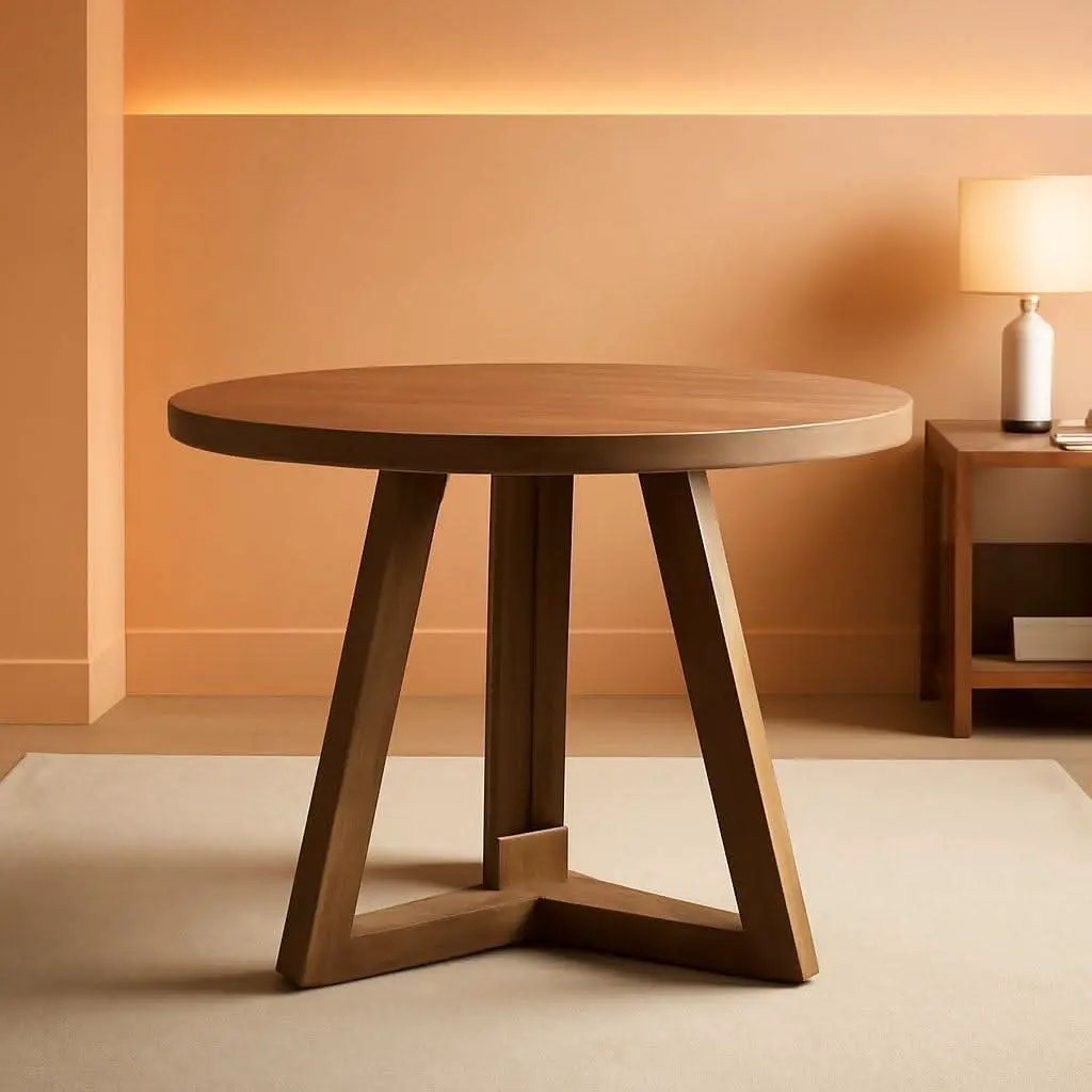 Brown Round Dining Table 31.5 Inch For 2 To 4 People from PriceLows™
