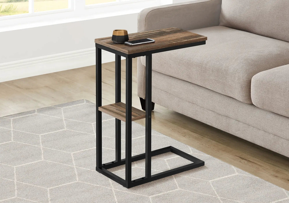 C-Shaped Accent Table | Slide-Under Base | Rectangular Tabletop | Sturdy And Lightweight