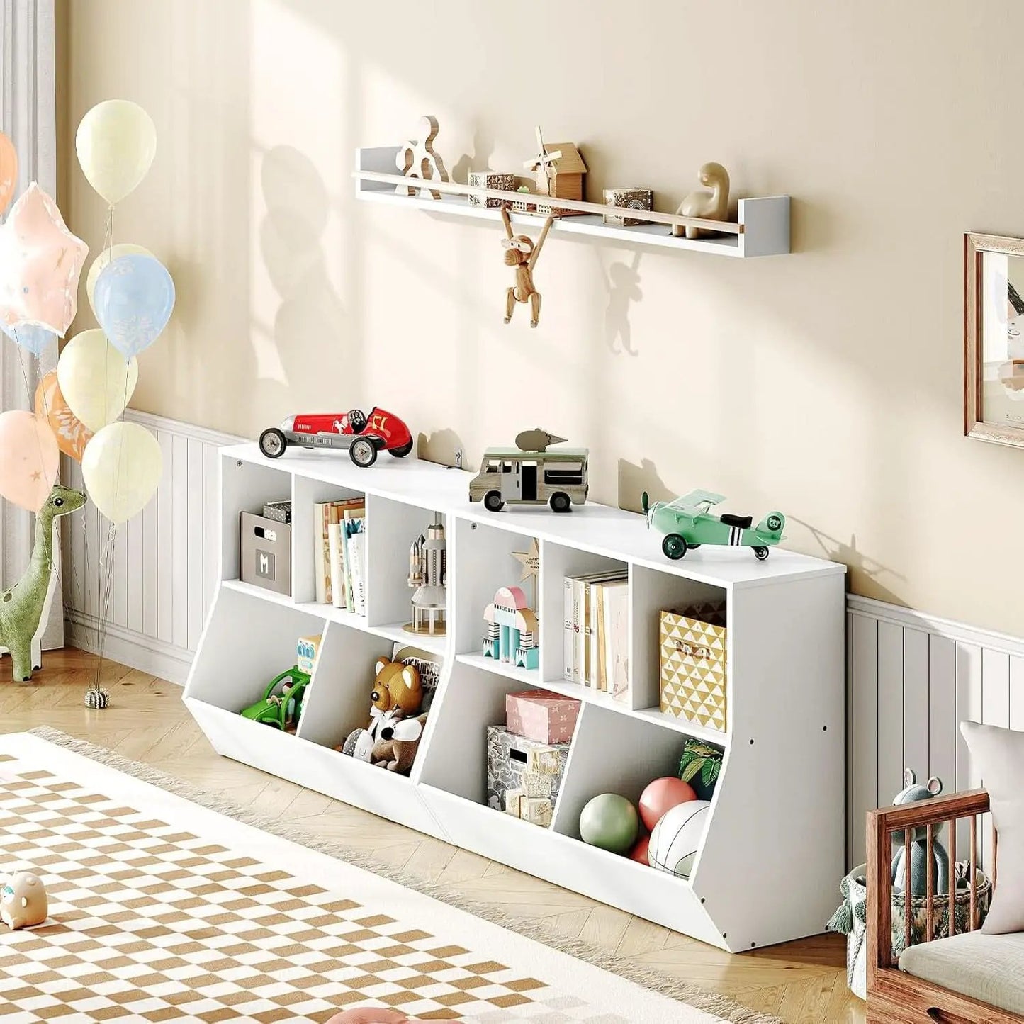 White 35.4 Inch Kids Bookshelf With Open Compartments from PriceLows™