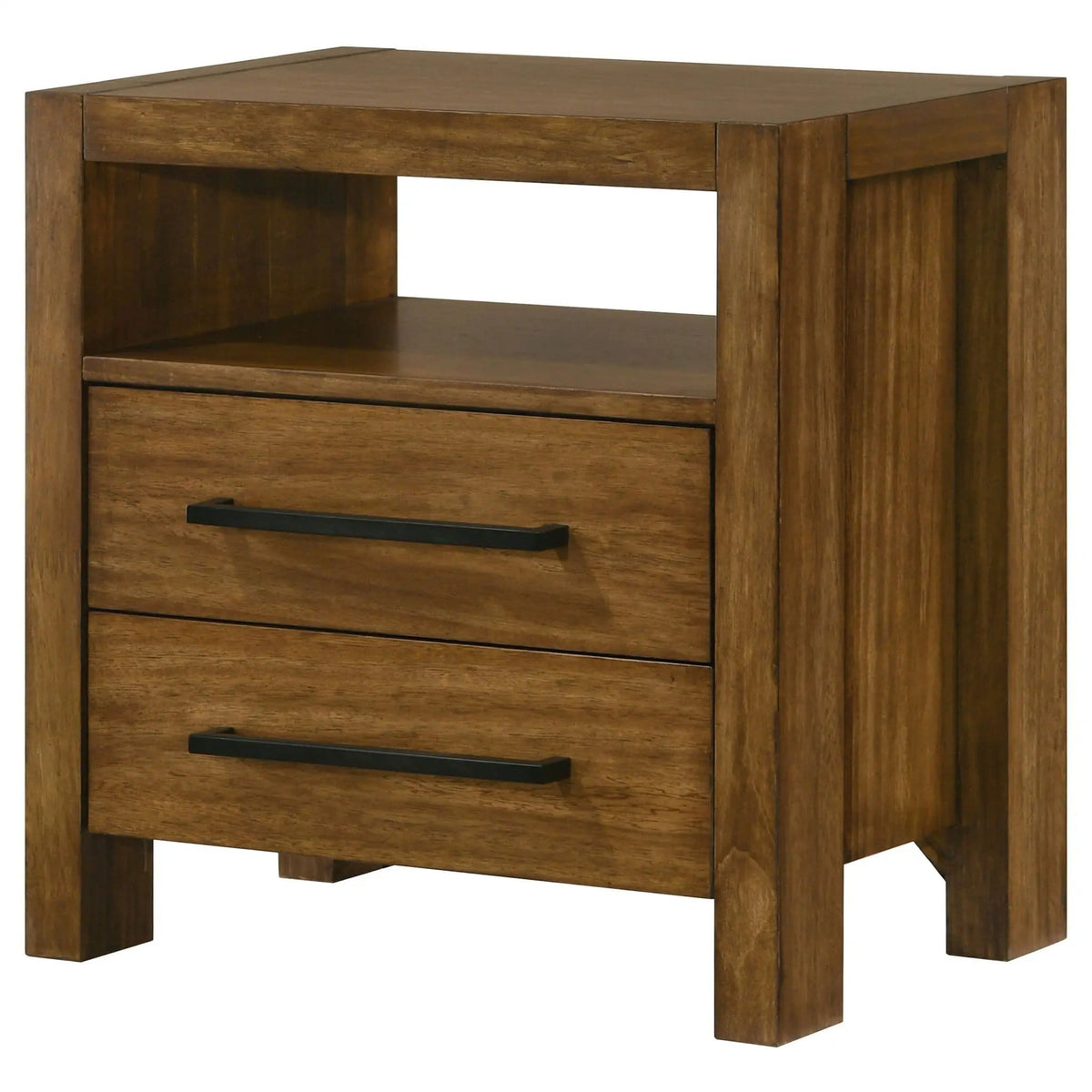Adderley 2-drawer Nightstand Bedside Table Warm | 25.5 x 17 x 26 in | Solid Wood & Rubberwood | Brown